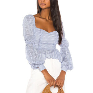 Song Of Style 'Clara' Blue Chiffon Top Size XS